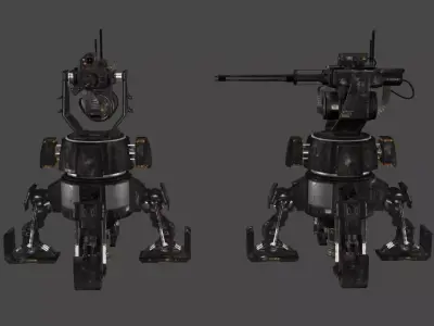 Sci Fi Turret Machine Gun Low-poly 3D model