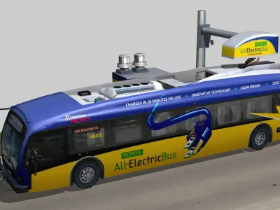 Proterra Electric bus King County livery Extended Low-poly 3D model