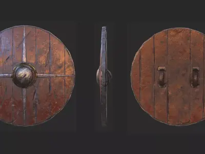 Viking historical shield Low-poly 3D model