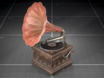 Used Soviet Gramophone Low-poly 3D model