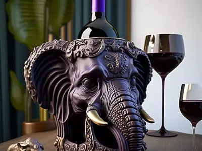 Elephant Head Wine Holder 3D print model