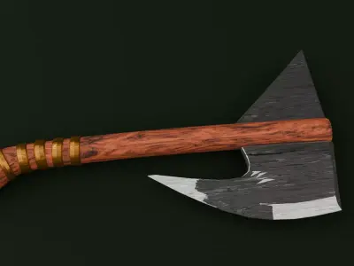 Stylized Dark Fantasy Bearded Axe Game Ready High Poly Low-poly 3D model