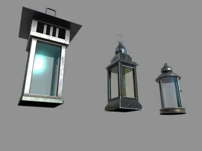Metal lantern in vintage and modern style Low-poly 3D model