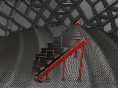 Sci-Fi Stairs - 16- Red Version Low-poly 3D model