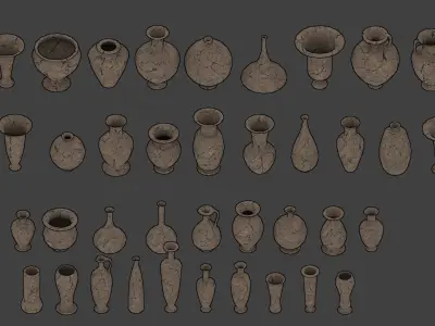 41 Vase Jar Vessel pack Low-poly 3D model
