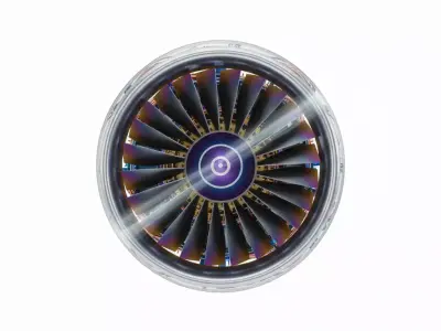 High-Tech Turbofan Jet Engine Low-poly 3D model