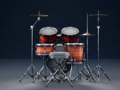Drumset Low-poly 3D model