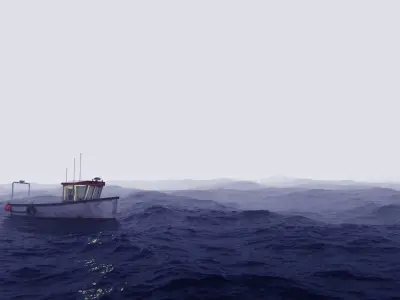 Realistic Ocean fishing boat in Free 3D model