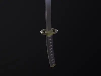 katana samurai sword Low-poly 3D model 22