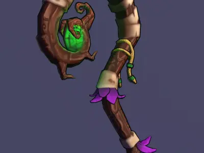 staff stylization Free low-poly 3D model