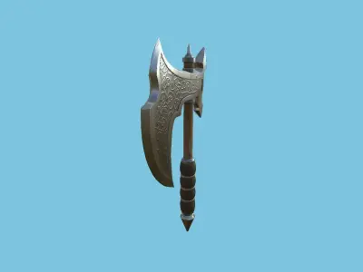 Medieval Battle Axe 01 Metal Wood - Fantasy Weaponry Low-poly 3D model