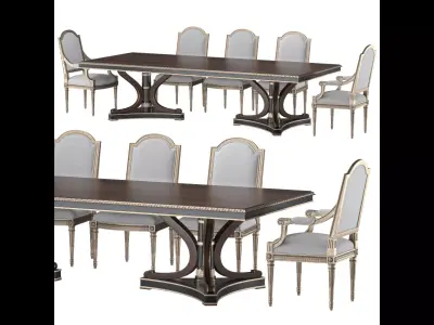 ebanista luciani rectangular dining table  and chair 3D model