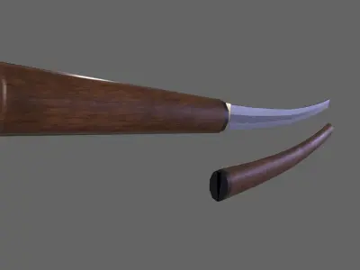 PBR Katana Japanese Sword Dark Wood V3 Low-poly 3D model