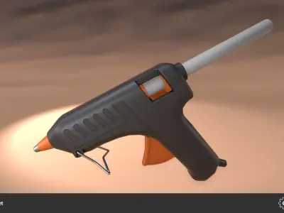 Hot Glue Gun Set Low-poly 3D model