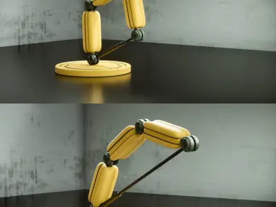 Fantasy Used Robot Arm and Contol Panel 3d Model 3D model