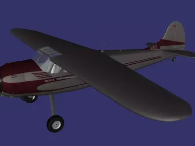 Cessna 195 Businessliner wheels version Low-poly 3D model