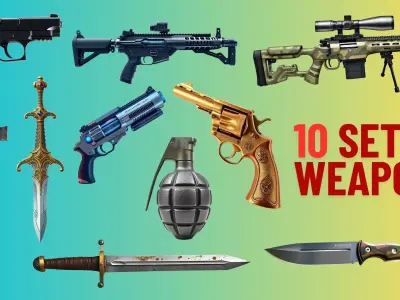 Ultimate Weapon Bundle 10 High Quality 3D Models for Games VR AR Low-poly 3D model