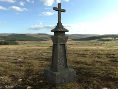 Medieval Grave Marker Low-poly 3D model