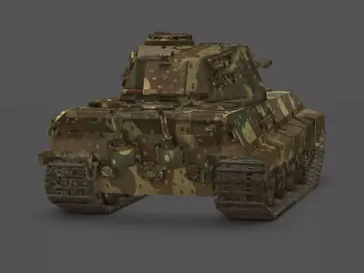 Tiger II Tank 3D Model Low-poly 3D model