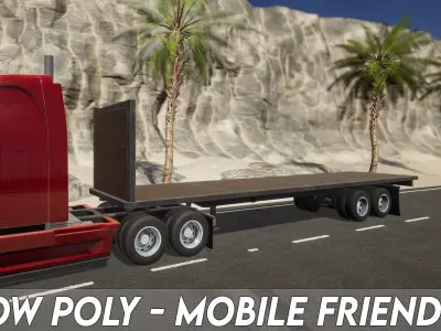 Semi Truck Trailer 03 - Flatbed v1 Low-poly 3D model