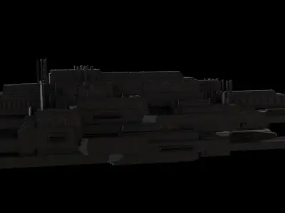 Mothership futuristic city Low-poly 3D model