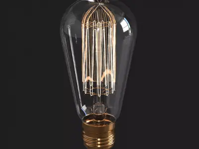 Vintage Light Bulb 001 Low-poly 3D model