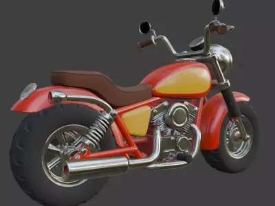 Cartoon Red Motorcycle 3D Model 3D model