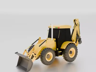 JCB Backhoe Loader 3D Model High-Quality Game-Ready 3D model