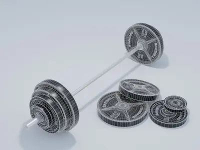 Barbell with 4K and 2K Textures Low-poly 3D model