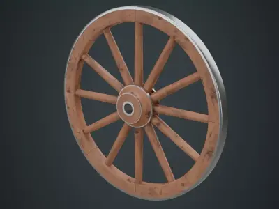 Wagon Wheel 1A Low-poly 3D model