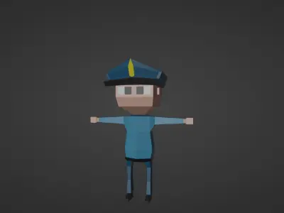 Police Man Low Poly  Free low-poly 3D model
