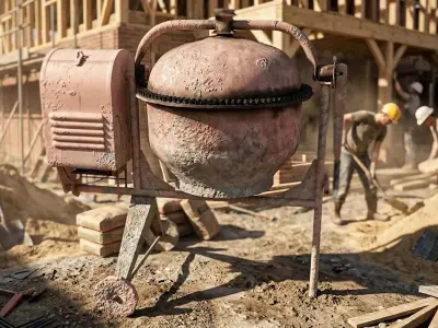 Worn Concrete Mixer low poly Low-poly 3D model