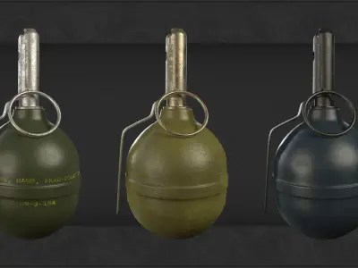 Grenade three grenades Low-poly 3D model purchase