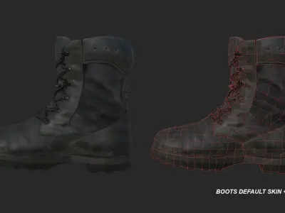 Military Boots with 17 SKINS  Low-poly 3D model