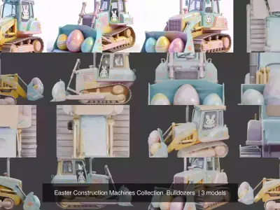 Easter Construction Machines Collection  Bulldozers  3D Model Pack