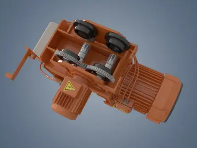 Electric crane hoist 3D model Low-poly 3D model