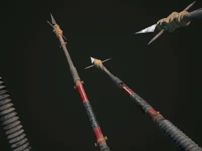 Spear pair of swords Low-poly 3D model