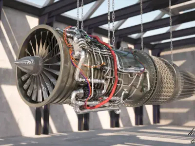 jet engine 3D model 7