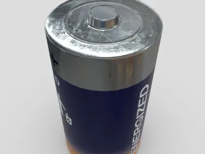 Battery D energized Low-poly 3D model