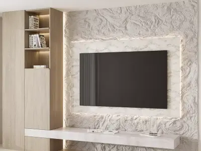 TV wall panel 05 Free 3D model