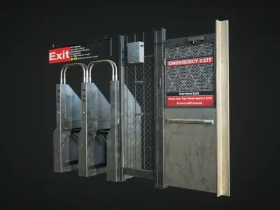 Subway Emergency Gates Low-poly 3D model