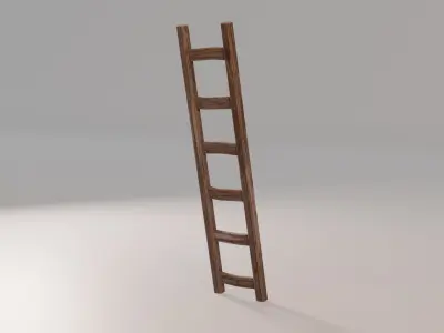 Wooden ladder Low-poly 3D model