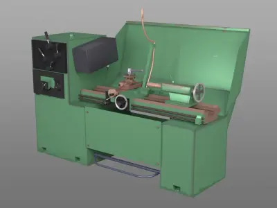 Lathe Machine Low-poly 3D model purchase