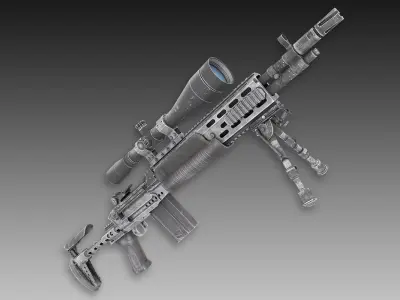 M2010 Enhanced Sniper Rifle  Low-poly 3D model