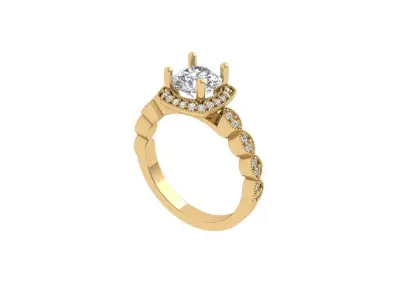  Solitaire Engagement Art Deco Ring 3D print model purchase