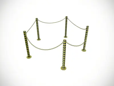 Stand Chain Barrier Metal Fence Barricade  3D model
