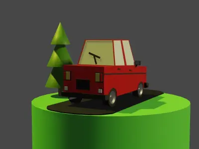 red car Low-poly 3D model