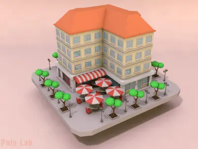 Cartoon City Rise Building Low Poly Free low-poly 3D model