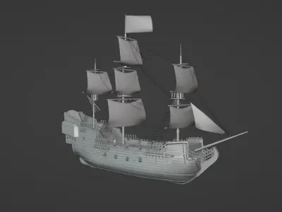 Fully 3D Printable Pirate Ship  3D print model