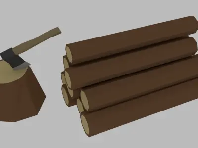  Stylized Cutting Axe  Low-poly 3D model